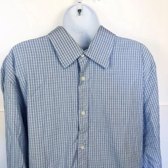 Calvin Klein Blue and White Checkered Dress Shirt Men's Size Large - Picture 3 of 8